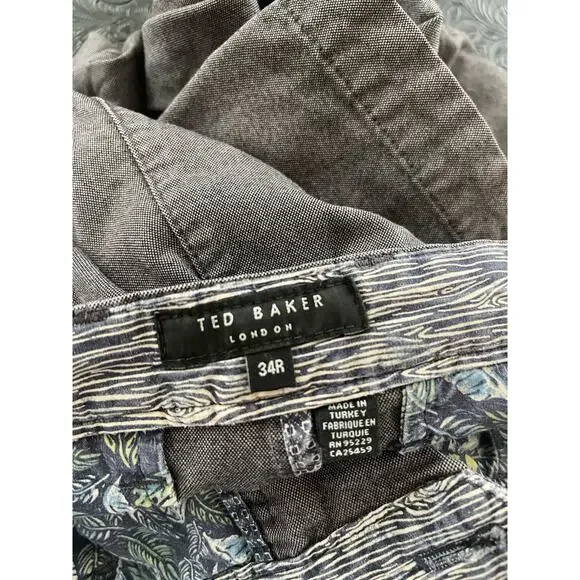 Ted Baker Men's Pants 34R Gray Cotton Blend - Picture 4 of 5